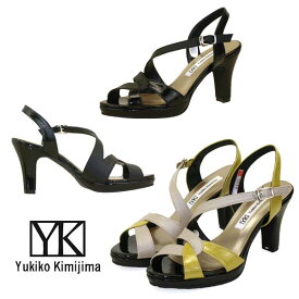 【最大2000円OFFクーポン 7日10時から】ユキコ キミジマ Yukiko Kimijima 8592 レザー バックストラップサンダル ハイヒール 本革 日本製 厚底 エレガント セクシー チャンキー レディース 美脚効果 3E