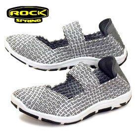 【全品ポイント5倍以上 24日20時より】ロックスプリング ROCK SPRING OVER DRILLL 0195 オーバー ドリル メッシュ バレエシューズ スリッポン クロッグサンダル 2WAY ストライプ カジュアル レディース