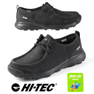 ハイテック HI-TEC WOLK MOCCA WP HT CM021 キャンプシューズ モカシン レインスニーカー 防水 ウォータープルーフ アウトドア 黒 メンズ シンプル スポーティ カジュアル 送料無料