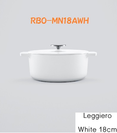 リンナイ無水調理鍋レジェロ RBO-MN18AWH(直径18cm カラー ホワイト) ＊ガスコンロ、電気コンロ、オーブンで使用。IHクッキングヒーターは、使用できません。のサムネイル