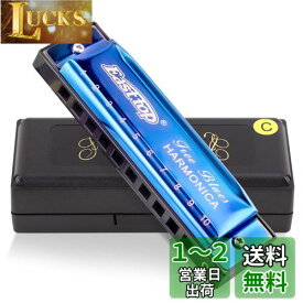 East top ハーモニカ ブルースハーモニカ 10ホールズハーモニカ C調10穴ハーモニカ ステンレスカバー ダイアトニ