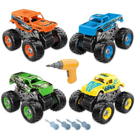 Funk Doggie モンスタートラック 4台入り ビッグループ チャレンジ プレイセットミニカー プレイセット 車 おもちゃ 組み立ておもちゃ