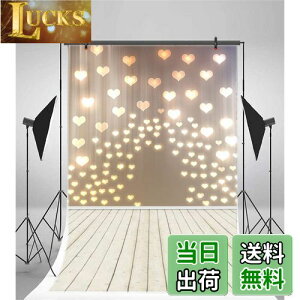 【送料無料】Qinunipoto 背景布 バレンタインデー 玉ボケ ハート 1m x 1.5m 背景紙 撮影 背景写真 ドール 背景布 ????影 撮影用背景布 暖かい愛の光 木製の床 芸術写真撮影 子供の写真 実家写真館