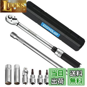 【送料無料】GOYOJO トルクレンチ プレセット型 磁気薄型スパークプラグ 8点セット 差込角(3/8インチ) 10-60N.m 両回転対応 トルク精度 ±3% 自動車用、自電車、オートバイ、機械の整備 タイヤ交