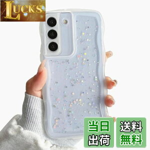 【送料無料】QLTYPRI Galaxy S22 ケース クリア TPU カバー ウェーブ おしゃれ 韓国 可愛い ウェーブ グリッター 透明 薄型 軽量 耐衝撃 滑り止め (SC-51C / SCG13) スマホケース ワイヤレス充電対応 ス