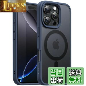 【送料無料】JETech iPhone 16 Pro 6.3インチ用 マグネット ケース MagSafeに対応 半透明のマット背面 薄型 耐衝撃 カバー (ストームブルー)