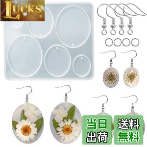 【送料無料】5WYOUKE 楕円形 イヤリングモールド シリコンモールド レジン モールド 楕円 イヤリング 金具付き 穴あけ サイズ違い エポキシ樹脂 手作り ペンダント ジュエリーモールド ピアス