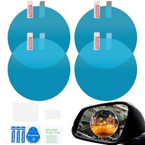 【送料無料】PAVIKE カーミラー 防水フィルム 4枚入り カーミラー 防水 曇り止め 反射防止 丸形 ミラー 汎用型 雨除け 防眩 安全運転 視界確保 取り付け簡単