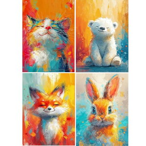 【送料無料】JISHSHAY ダイヤモンドアート 4枚セット 30x40cm ダイヤモンドアート 猫 ビーズアート 上級者 5D ダイヤモンドアート うさぎ ダイヤモンドペインティング 初心者 DIY ダイヤモンドア