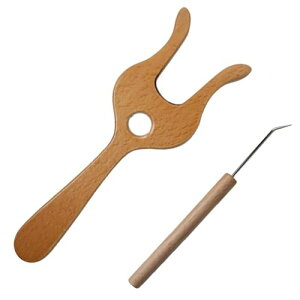 【送料無料】EsiFare 2個セット 織りツール 手織り機 木製ニッティングフォーク 織機フック 耐久性があり diy 手刺繍愛好家 人間工学に基づいた木製ハンドル 初心者 熟練した編み手 かぎ針編