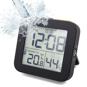 【送料無料】時計 デジタル時計 防滴型防水 タイマー 温度計 湿度計 LCDディスプレイ 目覚まし時計 お風呂時計 壁掛け 卓上置き 浴室 バスルーム 洗面所 台所 部屋用 中庭 ルーム シャワー用