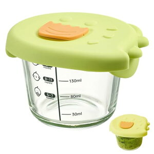 【送料無料】EsiFare ガラス製フードボウル 幼児用フードボウル 密閉された離乳食ボックス 小さなミキシングボウル 冷凍食品ボウル 漏れない 蓋付き小鉢 目盛り付き耐熱ガラス 食品保存容器