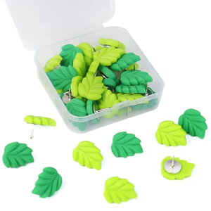 【送料無料】EsiFare 画鋲押しピン 葉画びょう 20個入り 目立たない壁ピン 跡のつかない 植物の装飾品釘 可愛い画びょう 3d葉形画鋲 樹脂 収納ケース付き 固定は楽です 掲示板や画用紙や段ボ