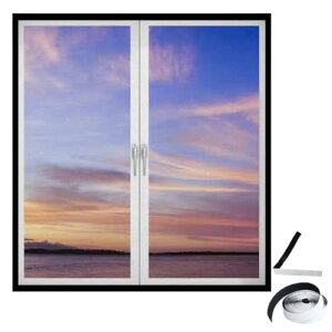 【送料無料】簡易網戸 張り替え 小窓用 110X120cm 自由にカット可能 簡単取り付け DIY 虫よけ編み戸 防虫ネット 補修 網戸カーテン 鉄 木製窓枠対応