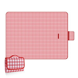 【送料無料】KR KITCHENRAKU レジャーシート 厚手 大きめ ピクニック コンパクト 軽量 防水 チェック柄 折りたたみ お節料理 防湿シート防水 屋外 軽量 遠足 運動会 お花見 ビーチ 防災 おしゃれ