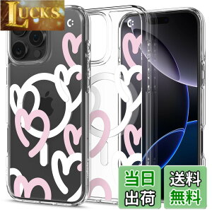 �y���������zSpigen iPhone 16 Pro Max �P�[�X MagSafe�Ή� �N���A �X�g���b�v�z�[�� �ČRMIL�K�i �E���g���E�n�C�u���b�h�E�}�O�t�B�b�g ACS08274 (�n�[�g�E�z���C�g�E�s���N)