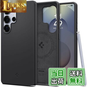 �y���������zSpigen Galaxy S25 Ultra �P�[�X Magfit�Ή� �V���R�� �ϏՌ� �y�� ���^�Ή� TPU �V���R���t�B�b�g�E�}�O�t�B�b�g ACS09017 (�u���b�N)