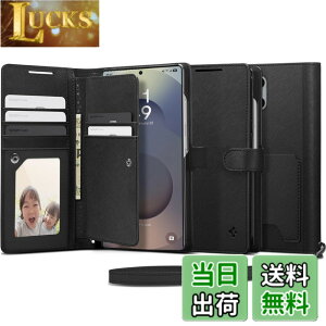�y���������zSpigen Galaxy S25 Ultra �P�[�X �蒠�^ �ϏՌ� �ČRMIL�K�i�擾 ���X�g���b�v�t�� �J�[�h���[ �σL�Y �����v �Ռ��z�� �E�H���b�gS ACS09124 (�u���b�N)