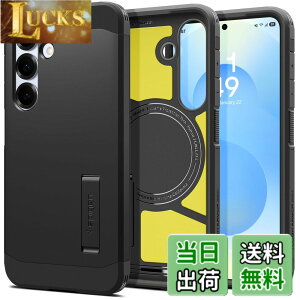 �y���������zSpigen �y�n��18�N�̋Z�p�́z Galaxy S25 �P�[�X MagSafe�Ή� �}�O�l�b�g���� �X�^���h�t�� �}�b�g �ϏՌ� �ČRMIL�K�i �^�t�E�A�[�}�[�iAI�j�E�}�O�t�B�b�g ACS09008 (�}�b�g�E�u���b�N�j