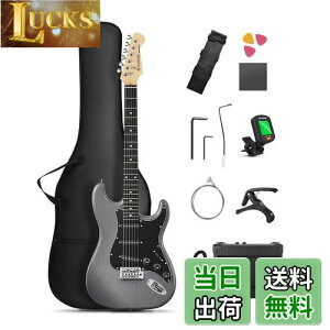 【送料無料】Donner エレキギター 初心者セット STタイプ SSSピックアップ 39インチ フルサイズ ミニアンプ付き 専用ケースとチューナーなどアクセサリー9点セット DST-80B マットブラック