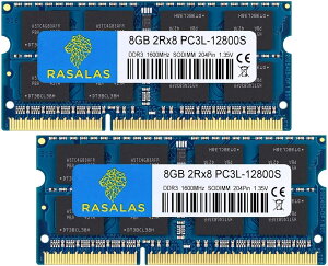【送料無料】PC3L-12800 16GB ノートPC用メモリ DDR3L 1600MHz 8GB×2枚 SODIMM CL11 204Pin Non-ECC 電圧1.35V & 1.5V 両対応
