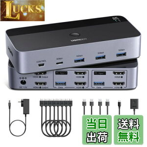 yzUGREEN HDMI KVMؑ֊ 4K@60Hz 2j^2Rs[^A22o̓XCb`A 4USB 3.0|[ĝ2̃Rs[^2j^/L[{[h/}EX/v^L HDMIP[u4{AU