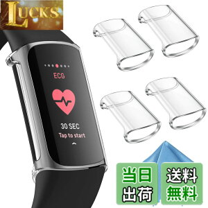 �y���������zFintie for Fitbit Charge 6 / 5�p�P�[�X �N���A �\�t�g TPU ���b�L �X�N���[���J�o�[(4�Z�b�g)(�N���A)