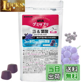 【送料無料】UHA味覚糖 グミサプリ 鉄＆葉酸 1袋 (アサイーミックス味 / 30日分) 鉄/葉酸/コラーゲン 配合