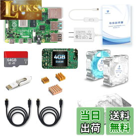 【送料無料】TRASKIT Starter Kit for Raspberry Pi 4 Model B Starter Kit/ラズベリーパイ4B（4GB RAM）技適マーク付/MicroSDHCカード64GB NOOBSプリインストール/簡単に取り付けるケース/5.1V/3A Type-C スイッチ付電源/2つのケーブルライン/ヒートシンクと透明冷却フ