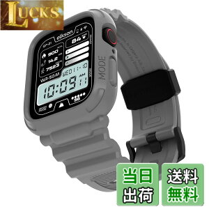 �y���������z[elkson] �A�b�v���E�H�b�` �o���h Apple Watch 45mm 44mm �o���p�[�P�[�X�t�� ���ȃ����Y�o���h Apple Watch SE iWatch Series 9 8 7 6 5 4�p, Quattro Pro Series �X�|�[�c�~���^���[�ی�P�[�X �v���e
