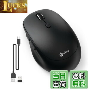 �y���������ziClever ���C�����X�}�E�X �f���A�����[�h �����}�E�X Bluetooth type-C�[�d�� �}�E�X 2.4GHz �É� 7���{�^�� 800/1200/1600/2400 DPI 3��f�o�C�X�����ڑ��\Windows XP/Vista/7/8/10�AMac�AiPad OS�AiOS