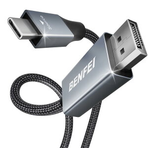 �y���������zBENFEI 1.8m USB Type C - DisplayPort �P�[�u���y8K@60Hz 4K@144Hz 2K@240Hz UHD�f���o�́z�^�C�vC to DisplayPort �ϊ��A�_�v�^ Thunderbolt 3/4 �݊� iPhone 15 Pro/Max, MacBook Pro/Air 2023, iPad Pro, �F�F�O���[(�A��