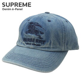 正規品・本物保証 新古品/未使用 シュプリーム SUPREME x バーバリー BURBERRY Denim 6-Panel キャップ DENIM デニム メンズ ヘッドウェア