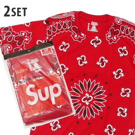 正規品・本物保証 新品 シュプリーム SUPREME x ヘインズ Hanes Bandana Tagless Tee 2-pack Tシャツ 2枚セット RED レッド 赤 メンズ レディース 半袖Tシャツ