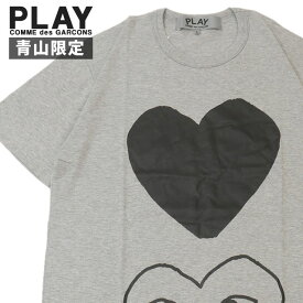 正規品・本物保証 新品 プレイ コムデギャルソン PLAY COMME des GARCONS 青山限定 MENS TWO HEART TEE Tシャツ メンズ T014 ワッペン ハート ロゴ クルーネック カットソー 日本製 ギャルソン 入手困難 親子コーデ お揃い ワンポイント 半袖Tシャツ