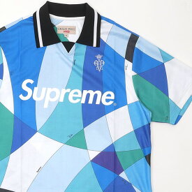 [期間限定ポイント20倍！] 新古品/未使用 シュプリーム SUPREME x エミリオ・プッチ Emilio Pucci 21SS Soccer Jersey サッカージャージー BLUE ブルー メンズ Sサイズ 2021SS 119000071034 (TOPS) CE02