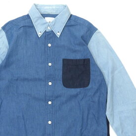 正規品・本物保証 ユニフォームエクスペリメント uniform experiment B.D L/S SHIRT ボタンダウン 長袖シャツ BLUE ブルー メンズ サイズ1 【中古】 116003093517 (TOPS)