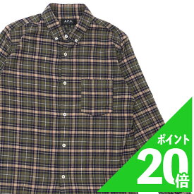 [期間限定ポイント20倍！] アーペーセー A.P.C. チェック長袖シャツ KHAKI カーキ メンズ Sサイズ 【中古】 116003047037 CE02