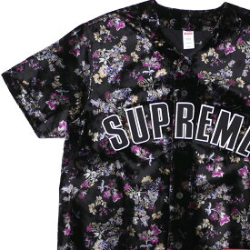 【月間優良ショップ7度受賞】 新品 シュプリーム SUPREME Floral Velour Baseball Jersey ベースボールシャツ BLACK ブラック 黒 メンズ