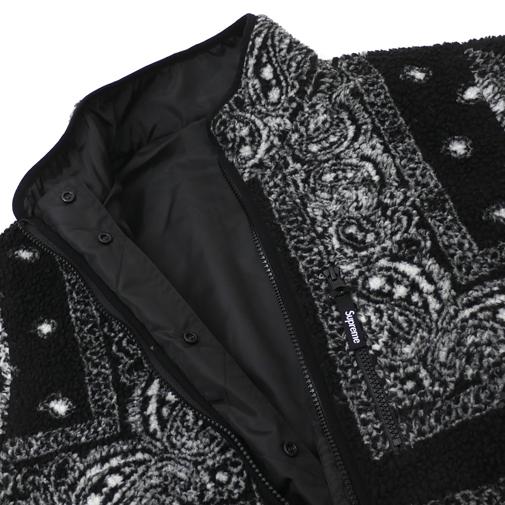 【通算4度 月間優良ショップ受賞店】 新品 シュプリーム SUPREME Reversible Bandana Fleece Jacket  リバーシブル バンダナ フリース ジャケット BLACK ブラック 黒 メンズ 39ショップ | Cliff Edge