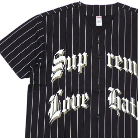 【月間優良ショップ7度受賞】 新品 シュプリーム SUPREME Love Hate Baseball Jersey ベースボールシャツ BLACK ブラック 黒 メンズ
