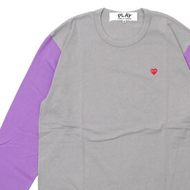 【月間優良ショップ7度受賞】 新品 プレイ コムデギャルソン PLAY COMME des GARCONS MENS Small Red Heart Coloured L/S T-Shirt 長袖Tシャツ GRAYxPURPLE メンズ 新作