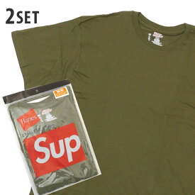 【月間優良ショップ7度受賞】 新品 シュプリーム SUPREME x ヘインズ Hanes Tagless Tee 2-pack Tシャツ 2枚セット OLIVE オリーブ メンズ レディース 新作