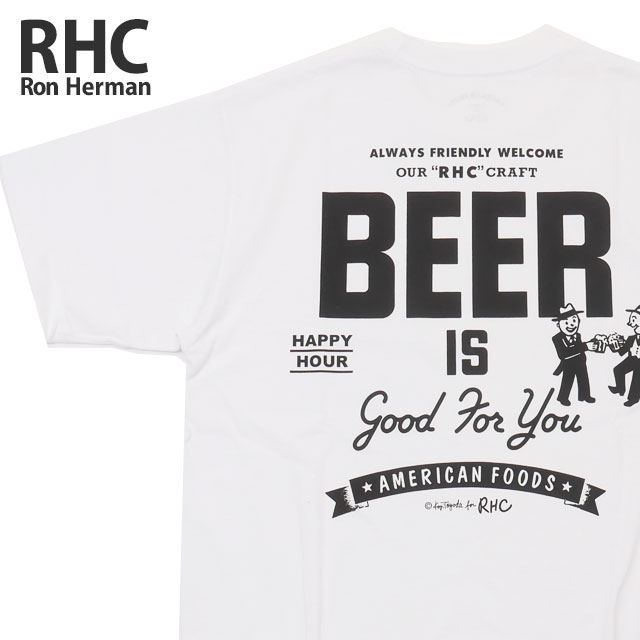 【2022年3月4月度 2ヶ月連続月間優良ショップ受賞】新品 ロンハーマン RHC Ron Herman AMERICAN FOODS  アメリカンフーズ Beer Tee Tシャツ WHITE ホワイト 白 メンズ 新作 39ショップ | Cliff Edge