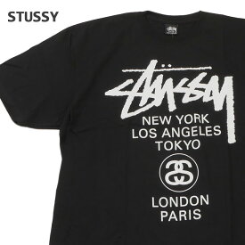 【月間優良ショップ7度受賞】 新品 ステューシー STUSSY WORLD TOUR TEE Tシャツ BLACK ブラック 黒 メンズ