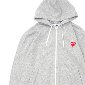 【月間優良ショップ7度受賞】 プレイ コムデギャルソン PLAY COMME des GARCONS MEN'S RED ZIP HOODIE スウェットパーカー GRAY 211000545062 【新品】