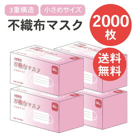 【6月4日20時～4時間限定10%OFFクーポン】【1000円ポッキリ】 2000枚入り 不織布マスク 小さめ 50枚×40箱セット プリーツ型 3重構造 白 使い捨て 14×9cm 飛沫防止 PM2.5 花粉対策 まとめ買い アンファンス 送料無料