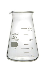 【AGC・IWAKI】 コニカルビーカー　200ml ホウケイ酸ガラス 透明色 耐熱ガラス　計量カップ メジャーカップ 型式 1080BK200　pyrex表記はありません耐熱性　ガラス製　容器　アロマ用　手作りコスメ　本格派　理化 実験　検査 かわいい