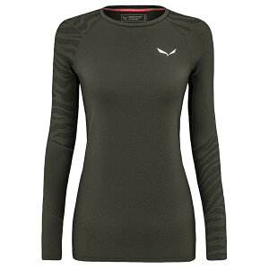 �T���� �N���X�^�� ���[�� �A���p�C�� �����m ���X�|���V�u �����O�X���[�u �x�[�X���C���[ ���f�B�[�X �i Dark Olive �j | SALEWA Cristallo Warm Alpine Merino Responsive Long sleeve base layer [t]
