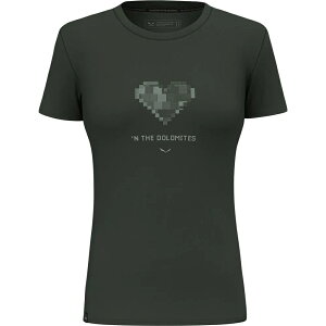 �T���� �s���A �n�[�g �h���C �V���[�g �X���[�u T�V���c�@���f�B�[�X �i Dark Olive �j | SALEWA Pure Heart Dry short sleeve T-shirt [t]